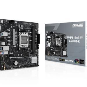 ASUS Placa Madre PRIME A620M-K (AM5, DDR5 4800/7200+MHz, M.2, RGB, MicroATX)