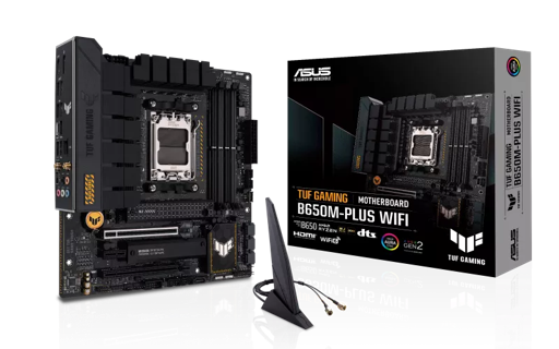 ASUS Placa Madre TUF GAMING B650M-PLUS WIFI (AM5, DDR5 4800/6400MHz, M.2 x2, RGB, microATX)
