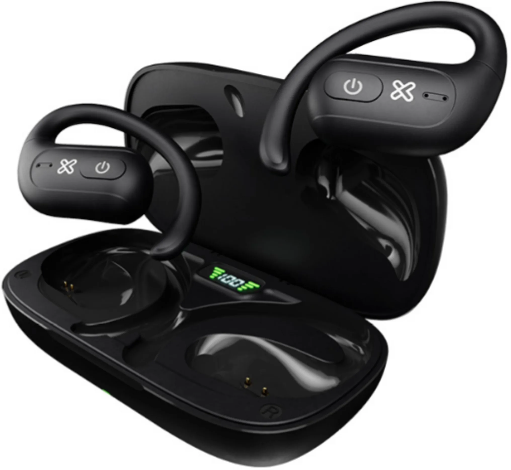 Audífonos Inalámbricos Klip Extreme OpenBuds, True Wireless, ENC, Bluetooth 5.3, Negro